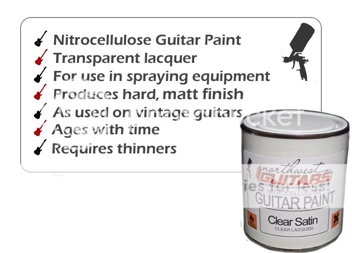 Nitrocellulose Guitar Paint Lacquer Clear Satin For Spray Gun Use