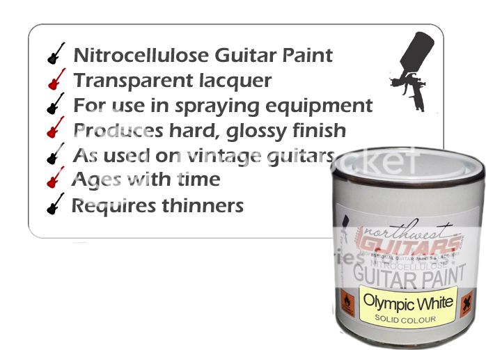 Nitrocellulose Guitar Paint Lacquer Olympic White For Spray Gun Use 250ml