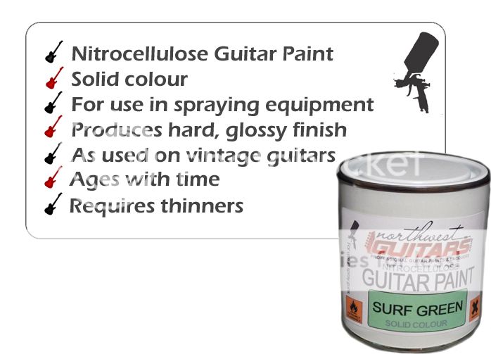 Nitrocellulose Guitar Paint Lacquer Surf Green For Spray Gun use